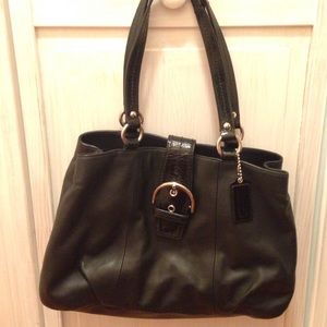Authentic black leather Coach purse.