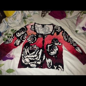 Button Up Floral Sweater