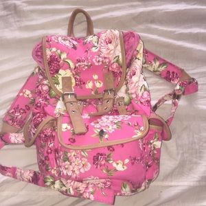 Beautiful pink floral backpack