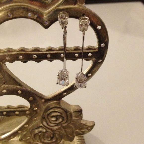 Sterling Silver Dangle Earrings with Sparkling CZs
