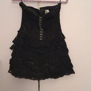 Strapless Black Lace Corset Dress