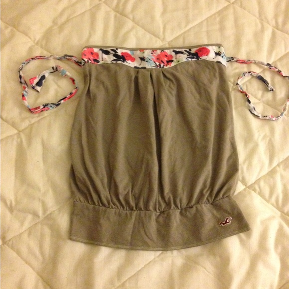 Hollister olive green strapless top