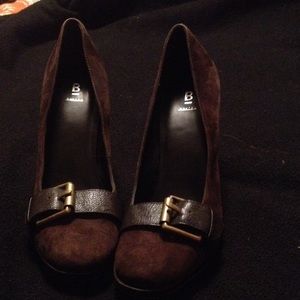 Brown suede heels