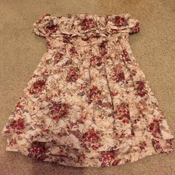 Pink and brown lace tube top