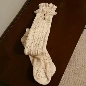 Lace and button detail boot socks