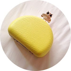 Citron Owl Clutch