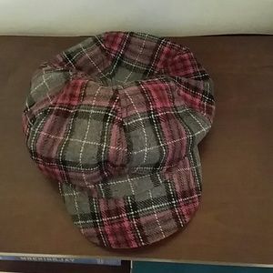 Wool blend plaid newsboy hat