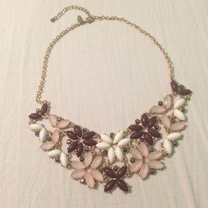 Maroon, Pink, and White Bib Statement Necklace