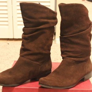 Brown suede boots