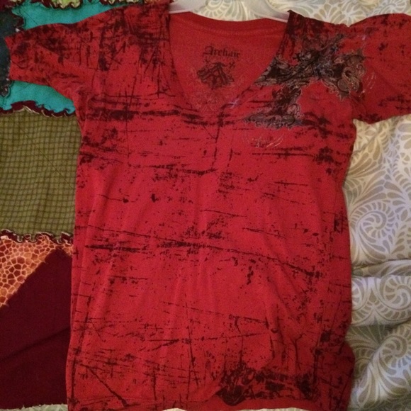 Affliction burnout wash v-neck tee