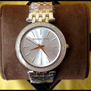 Auth Michael Kors Darci Two-Tone Glitz Watch