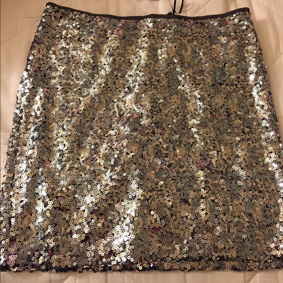 White House / Black Market Sequin skirt silver