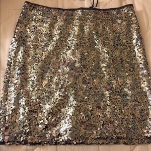 White House / Black Market Sequin skirt silver