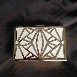 Beige Clutch with Gold Trim