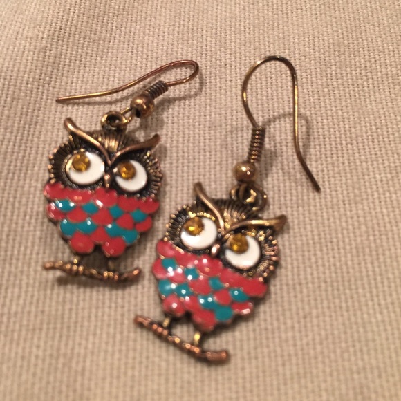 Cute dangle owl resin earrings