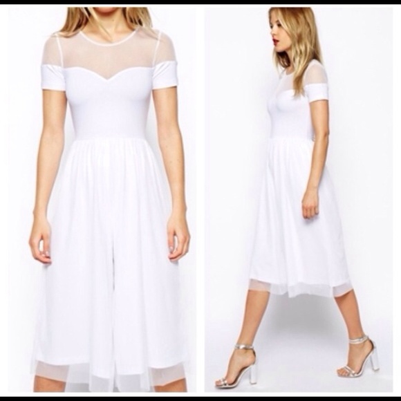 ASOS Cropped Mesh Jumpsuit w/ Sweetheart Neckline