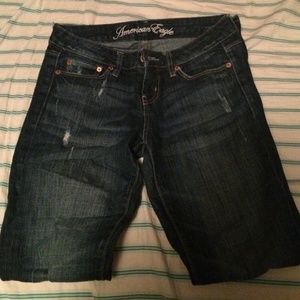American Eagle dark wash distressed skinny jean