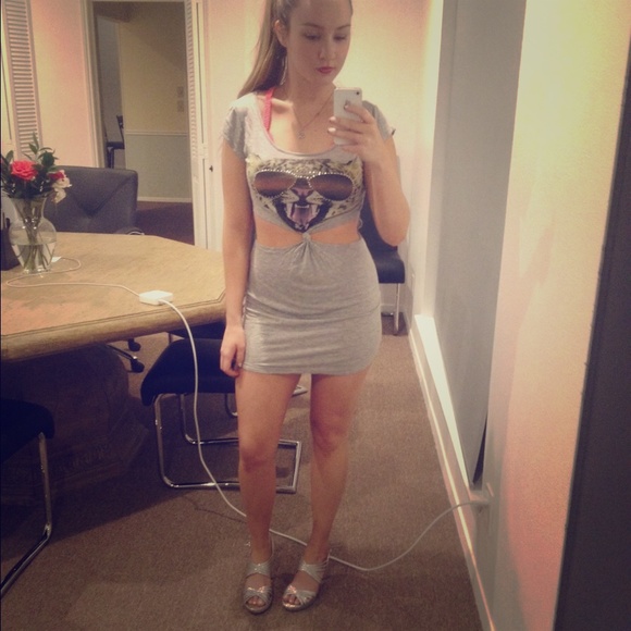 Cut out grey mini dress size S