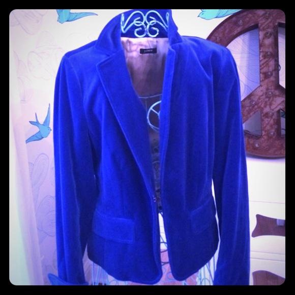 J crew electric blue velvet blazer