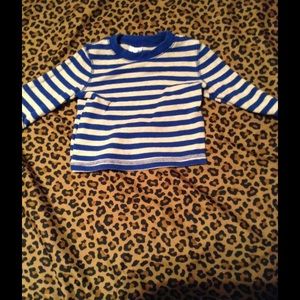 circo blue and taupe striped shirt