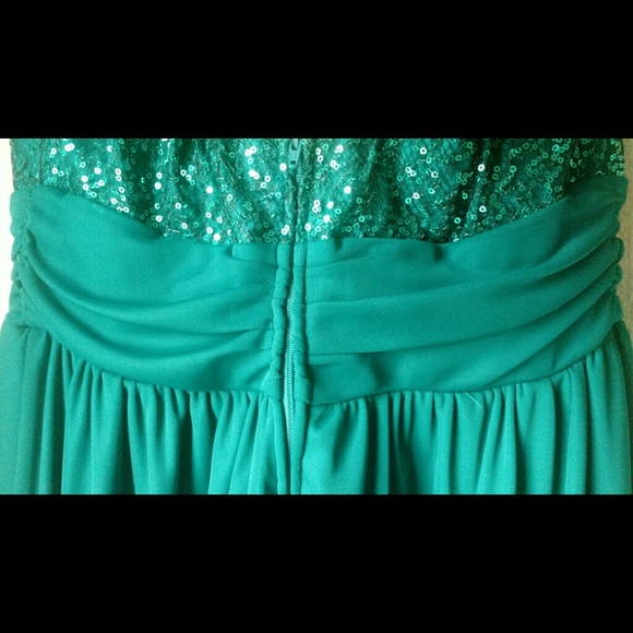 Beautiful Teal Strapless Party Dress - Picture 4 of 4