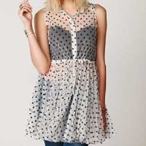 SALE Free People FP ONE Flock Dot House Slip. SZ:L