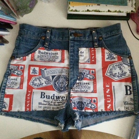 High waisted Budweiser shorts