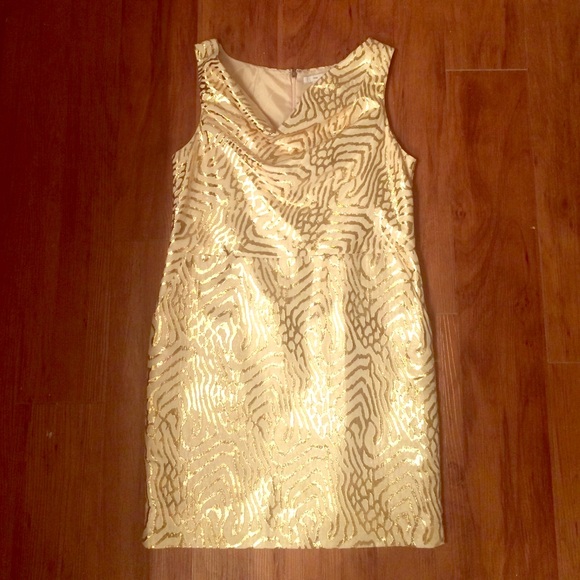 Gold and white Gap dress