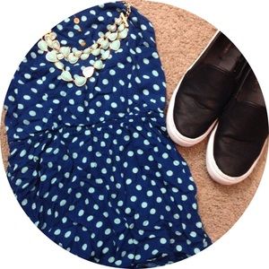 🌸Navy and mint green polka dot romper