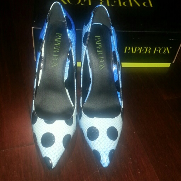 Womens  Blue  & Blk Polk - a- Dot  heels