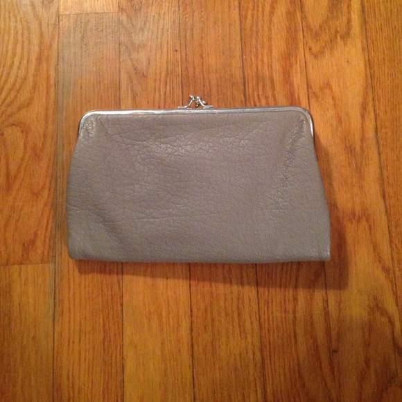 Gray leather clutch!
