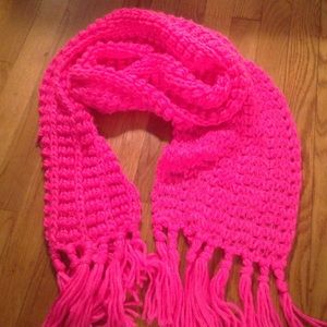 Hot pink knit scarf!