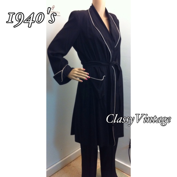 vintage 1940's  Dresses & Skirts - 1940's smoking jacket and pants.Alexis's