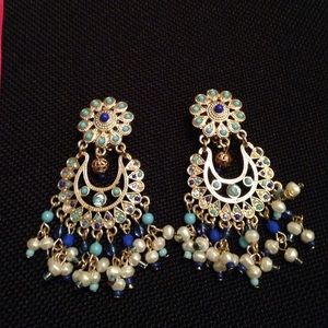 Multicolored chandelier style earrings.