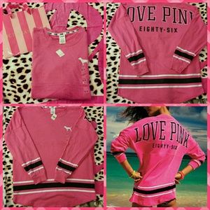 SOLD! Oversized pink varsity crew shirt