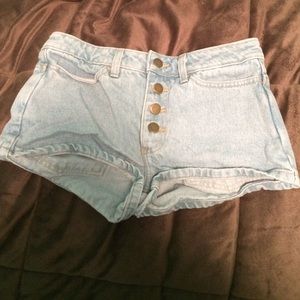 American apparel denim button shorts