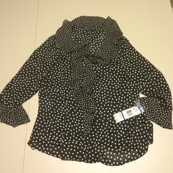 Black and white polka dot dressy blouse