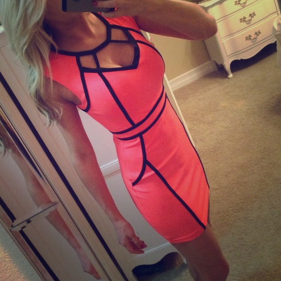 Dresses & Skirts - Hot pink/coral and black party dress
