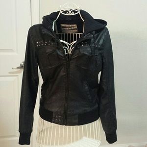 Black studded leather jacket