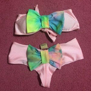 Lolli swim tie-dye bow set