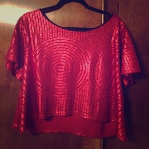 Red sequined top