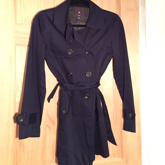 Navy blue trench coat