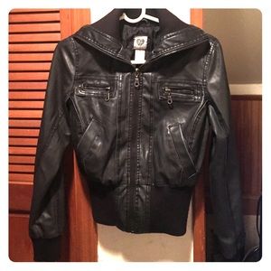 Black leather jacket