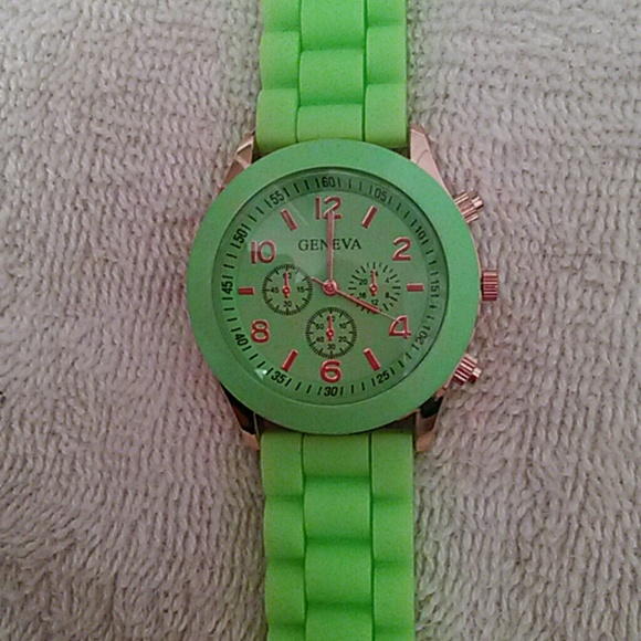 Neat Neon Green Watch.Gold hands.NEW - Picture 2 of 4