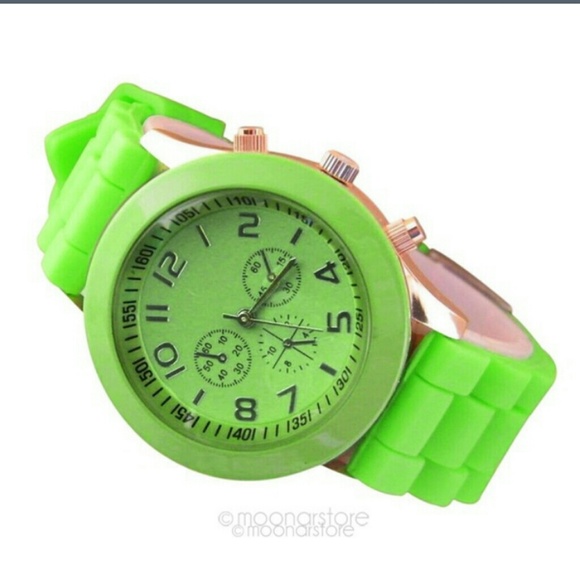 Neat Neon Green Watch.Gold hands.NEW - Picture 1 of 4