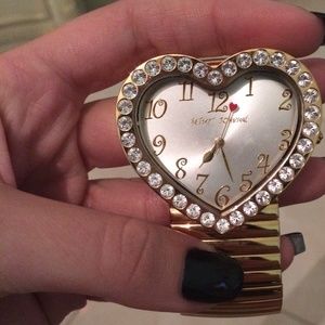 Gold Rhinestone Betsey Johnson Heart Watch