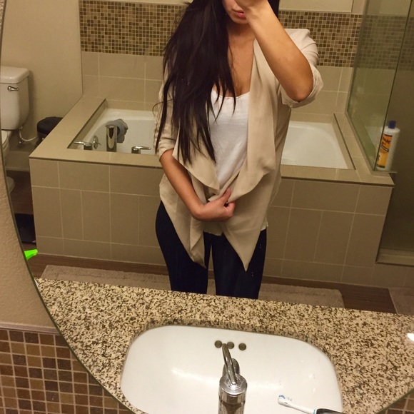 Nude light material blazer like cardigan