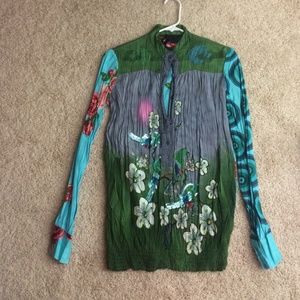 Desigual embroidered and sequined long-sleeve top