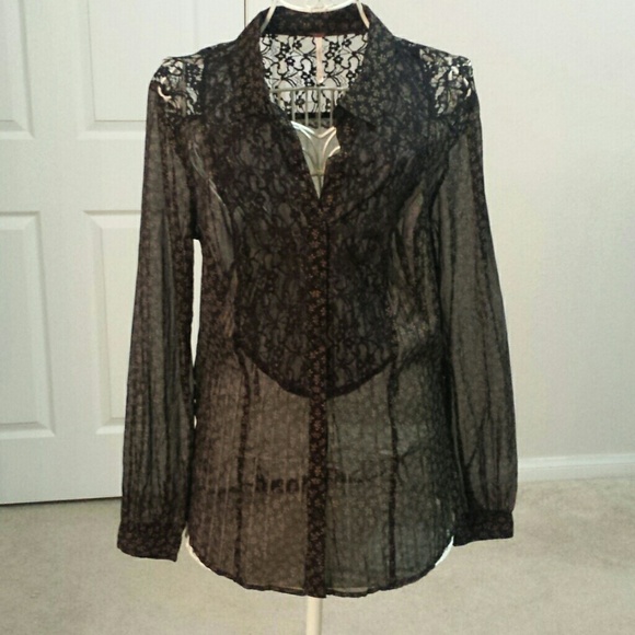 Black and gold floral button up