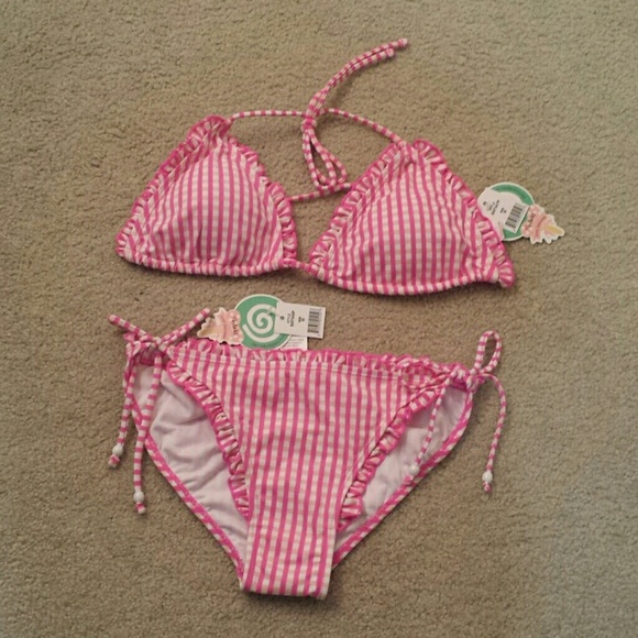 Pink gingham bikini set